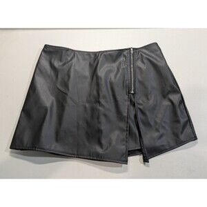 Womens Black Faux  Leather Skort Mini Skirt Shorts Biker Goth Punk Grunge L NWT